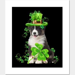 Lucky Australian Shepherd Shamrock St Patrick's Day Posters and Art